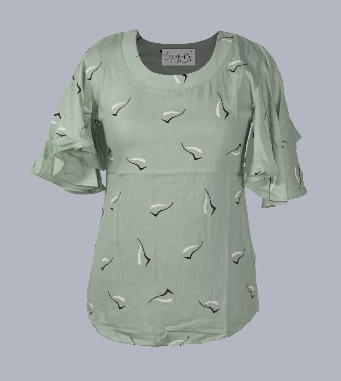 Bird Print Butterfly Sleeves Top