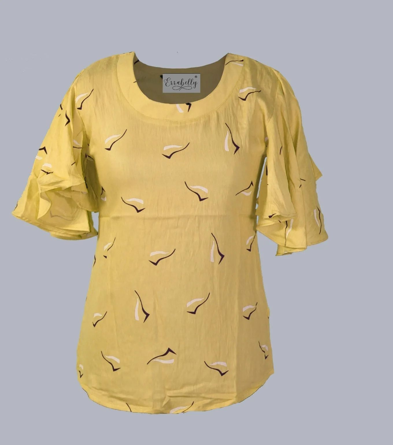 Bird Print Butterfly Sleeves Top