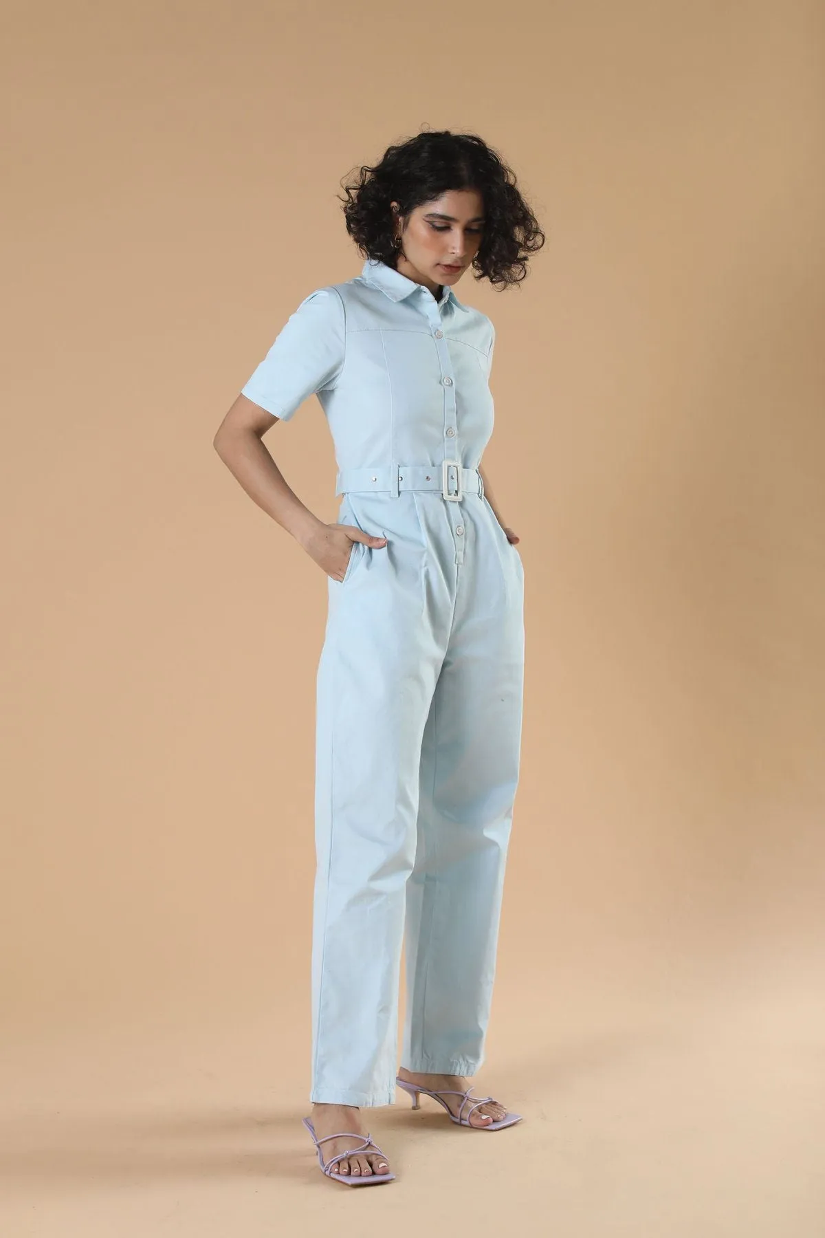 Blue Cotton Comfortable Jumpsuit