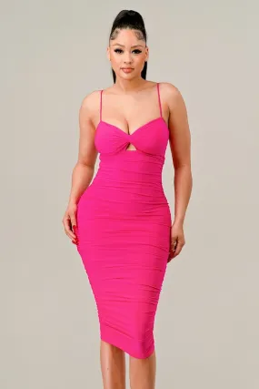 Bustier Ruched Midi Dress