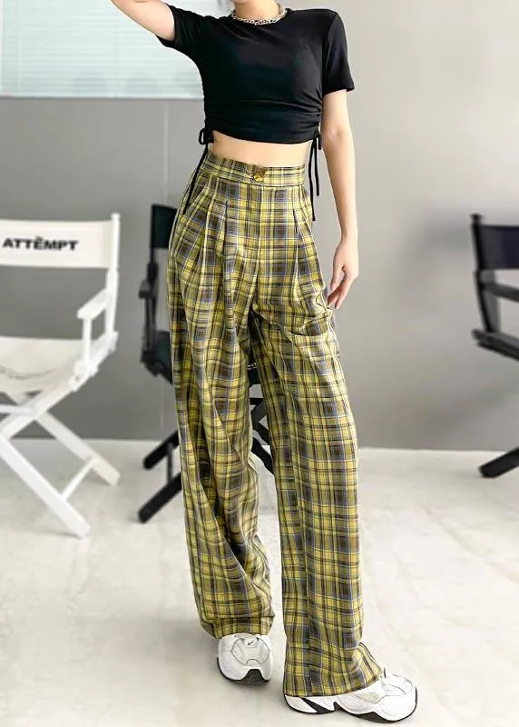 Chic Purple Plaid High Waist Wide Leg Pants Summer