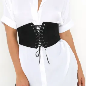 Corset lace up belt