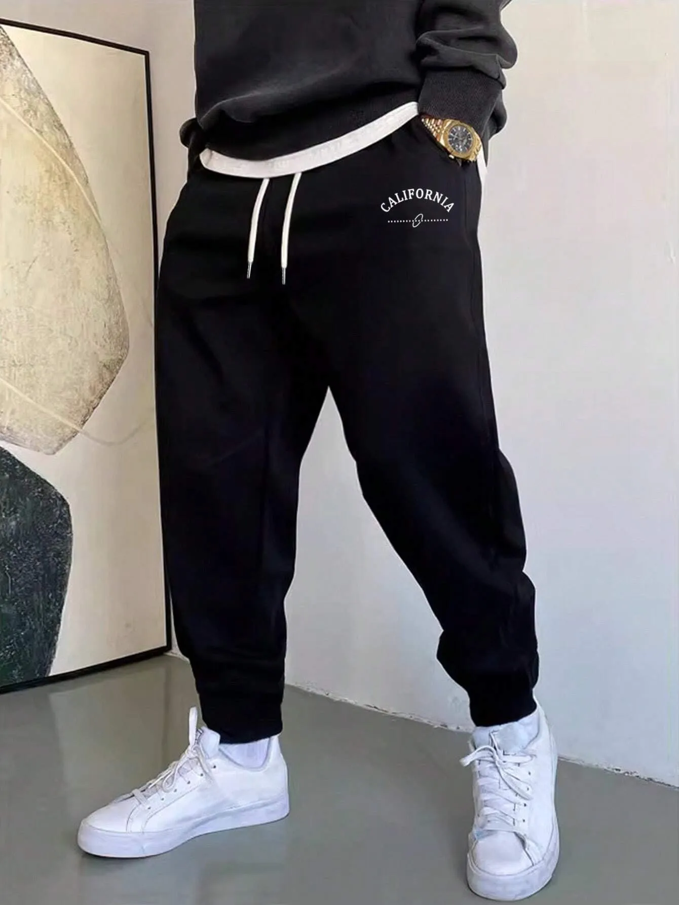 Drawstring Waist Sweatpants