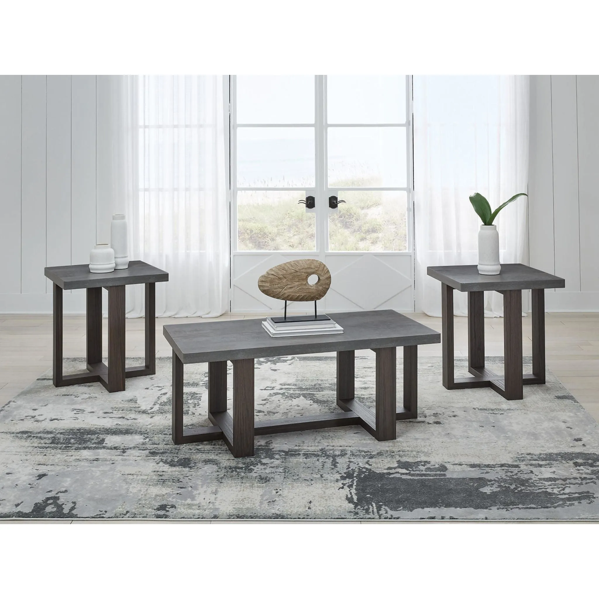 Dynnford 3 Pack Tables - Gray/Brown