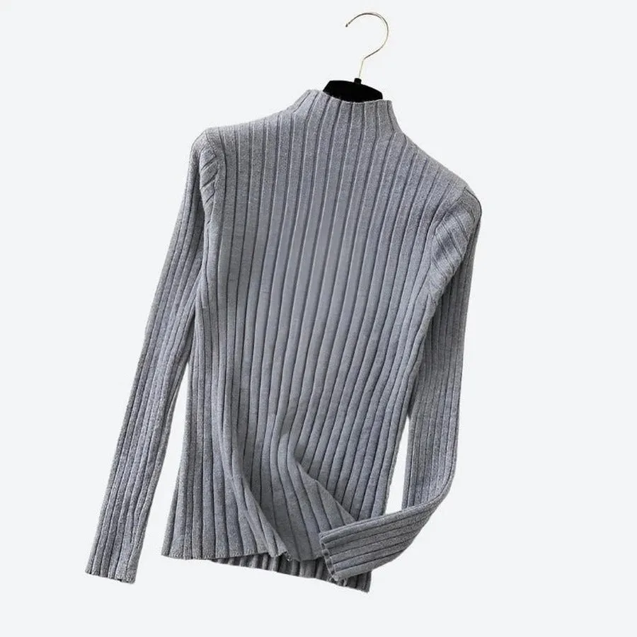 Elegant Ribbed Mock-Neck Sweaters