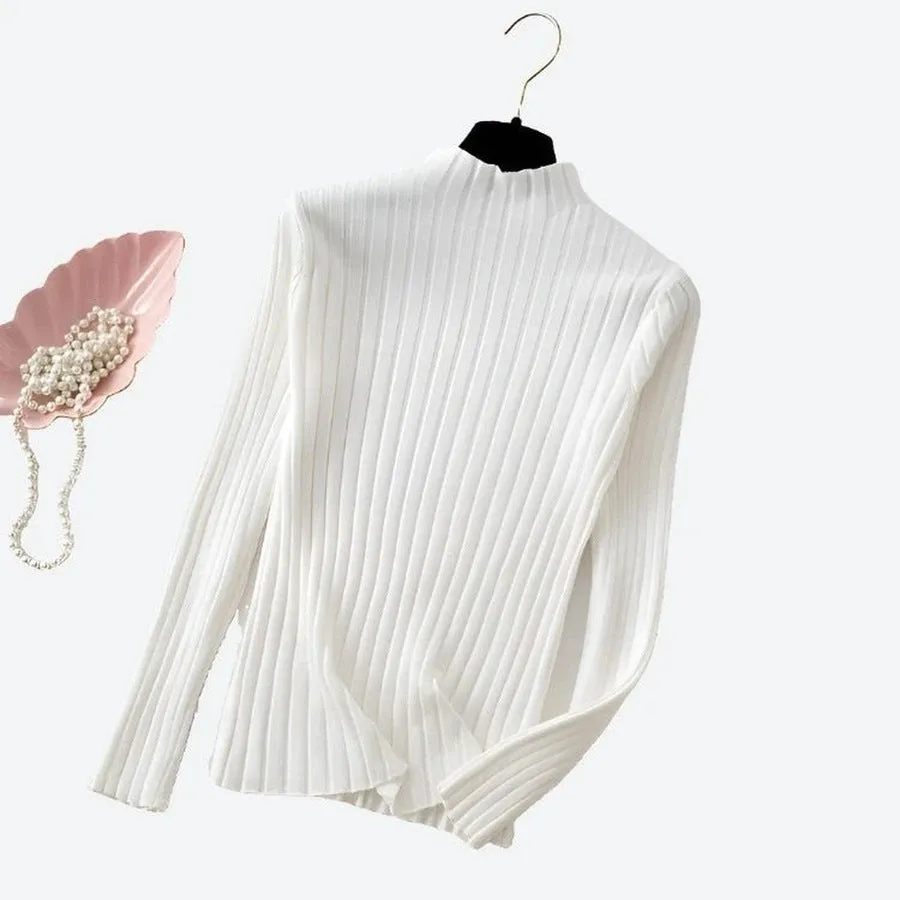 Elegant Ribbed Mock-Neck Sweaters