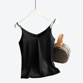 Elegant Silk Spaghetti Strap Tops