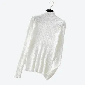 Elegant Textured High-Neck Tops