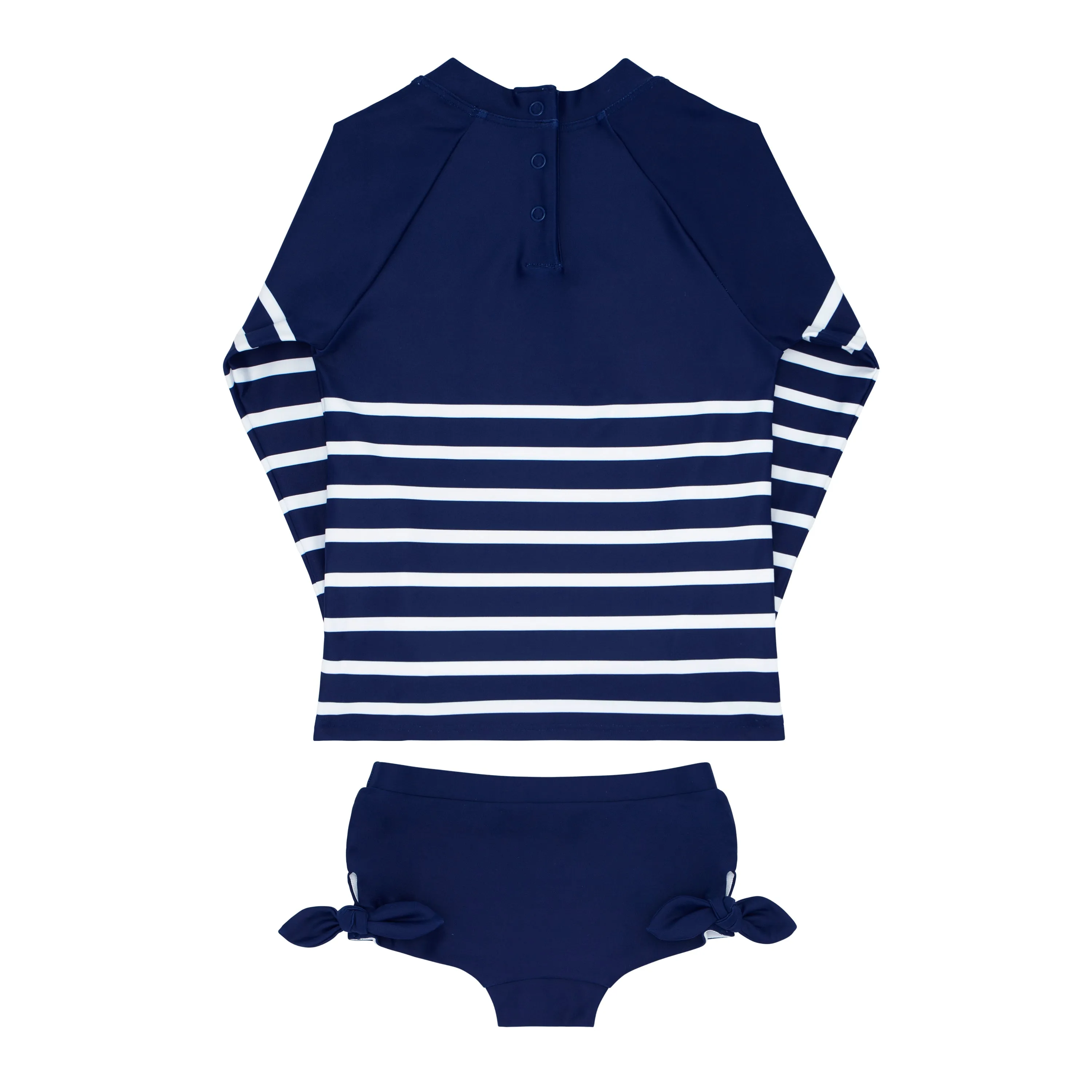 girls navy breton stripe rashguard set