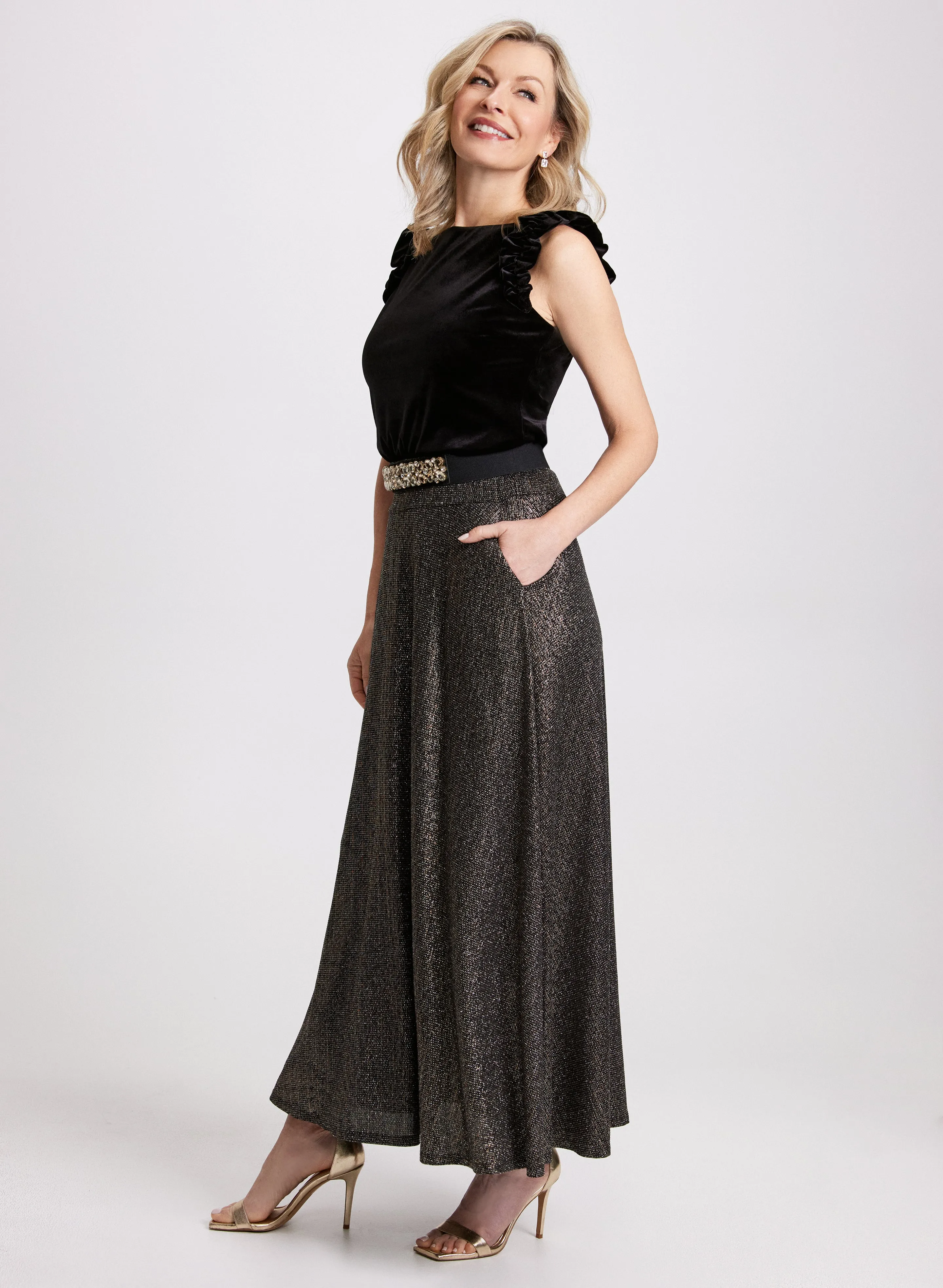 Glitter Pull-On Maxi Skirt