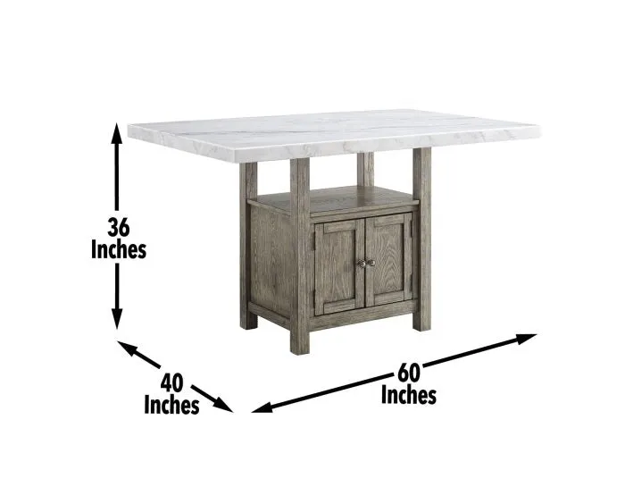 Grayson 60-inch Marble Top Counter Storage Table