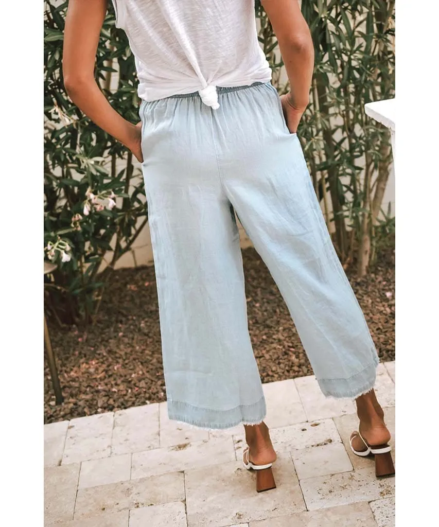 High Waisted Wide Leg Crop Seaside