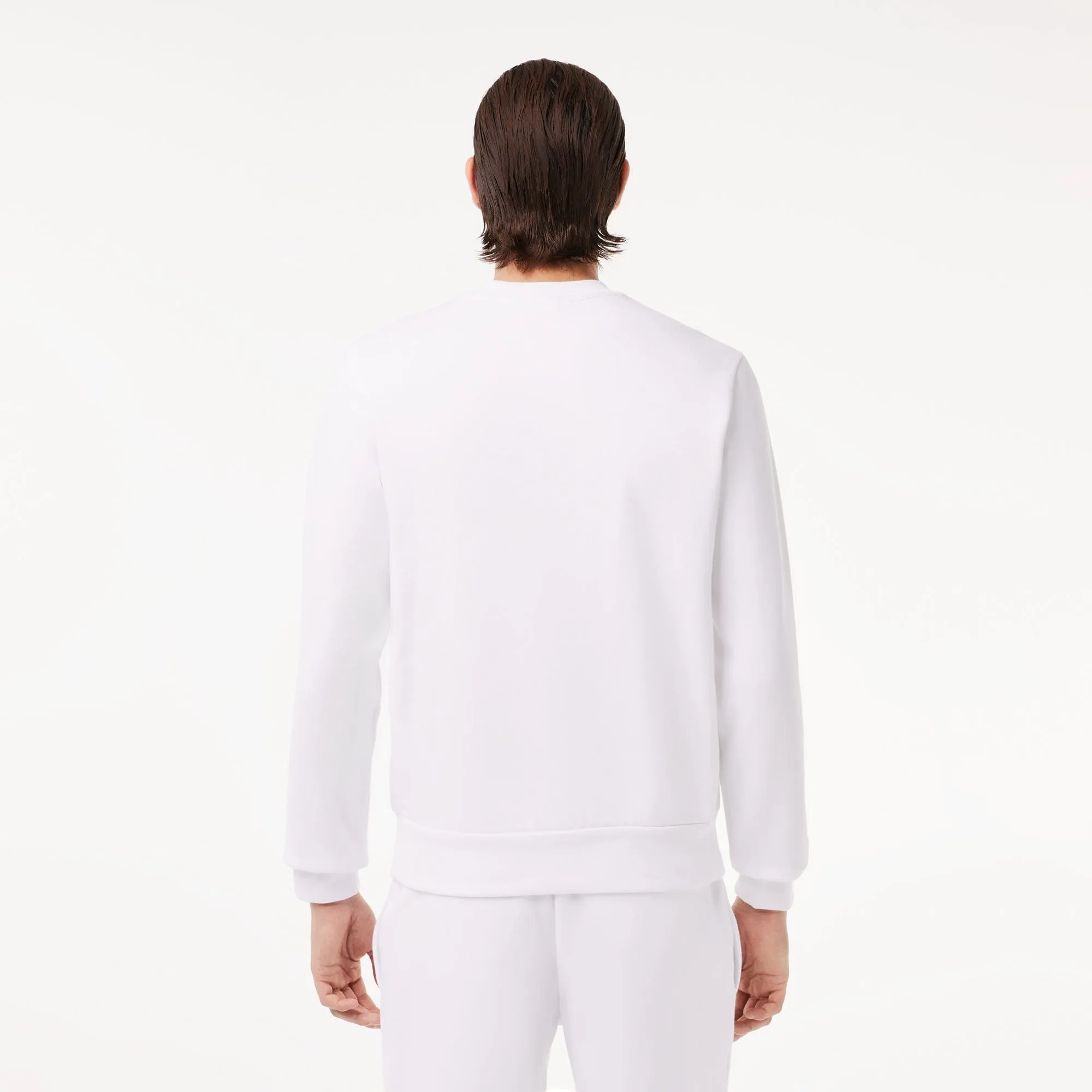 Lacoste Brushed Fleece Jogger Sweatshirt in White