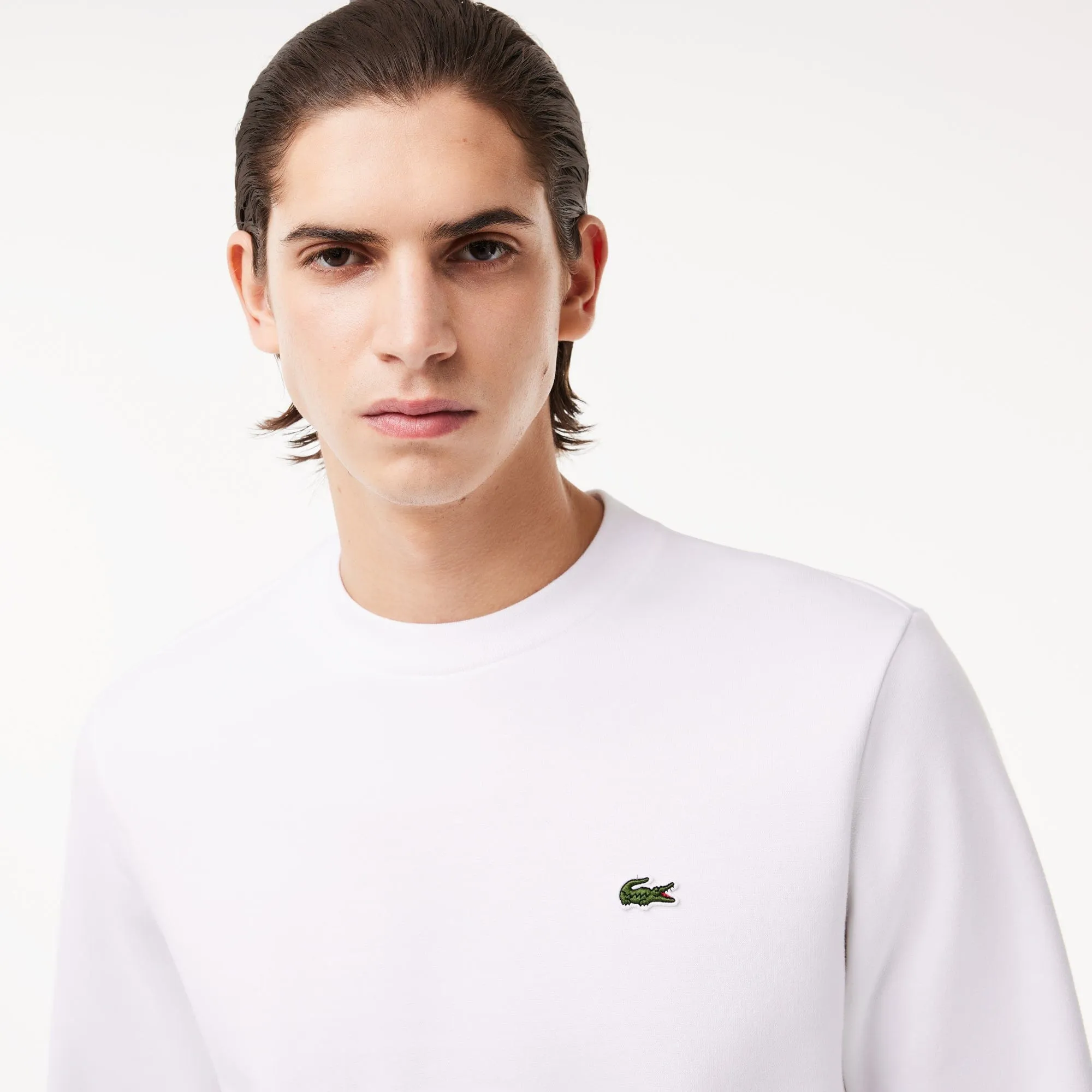 Lacoste Brushed Fleece Jogger Sweatshirt in White