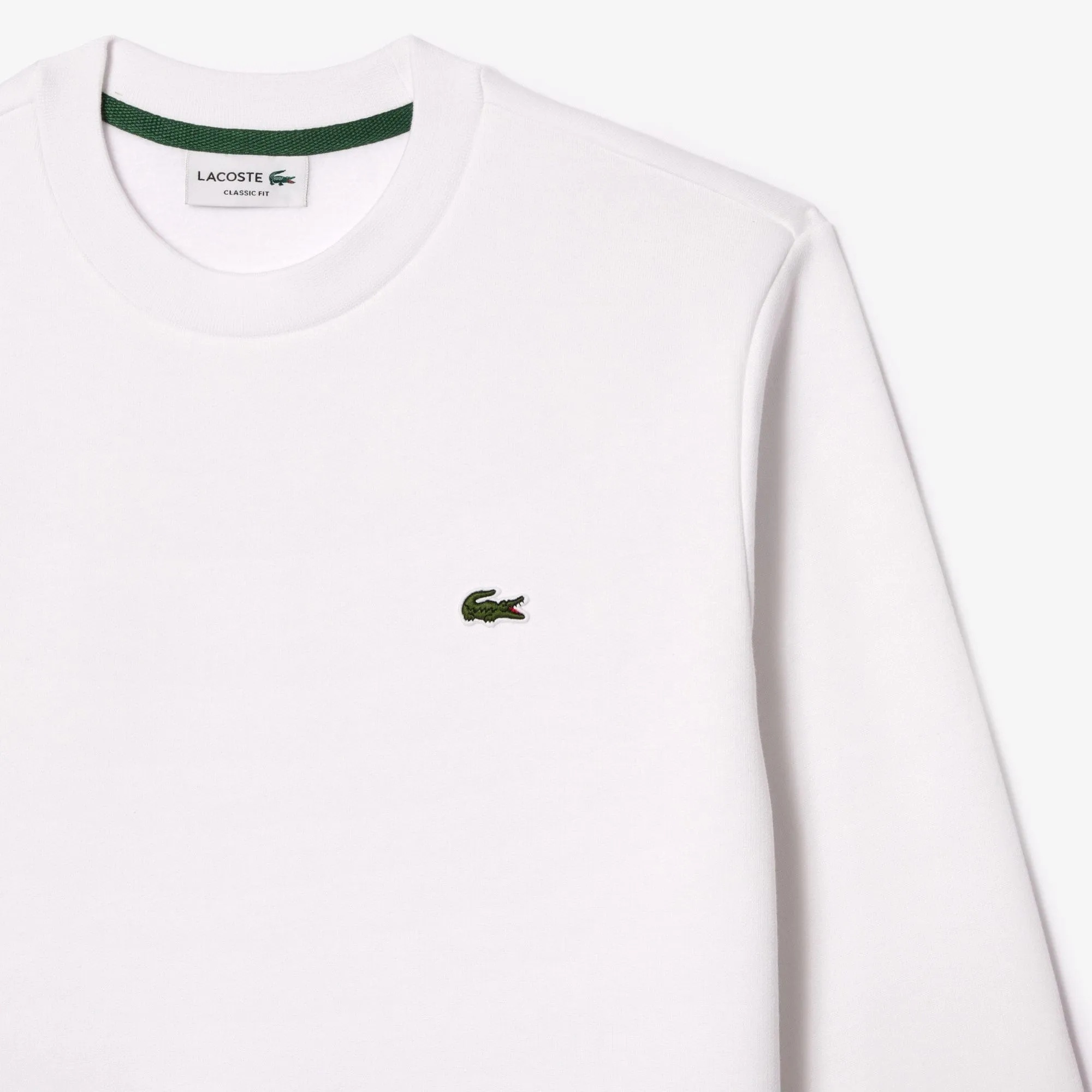 Lacoste Brushed Fleece Jogger Sweatshirt in White