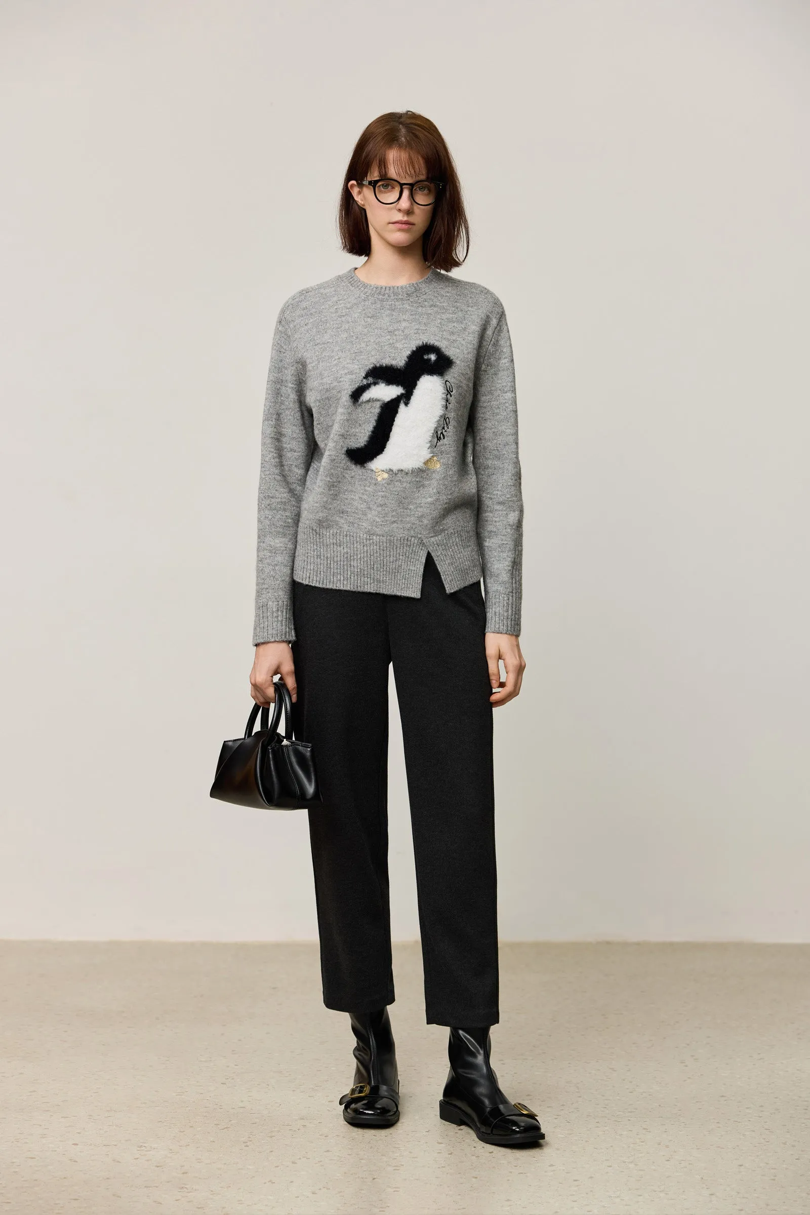 LILY Penguin Crewneck Knit Sweater