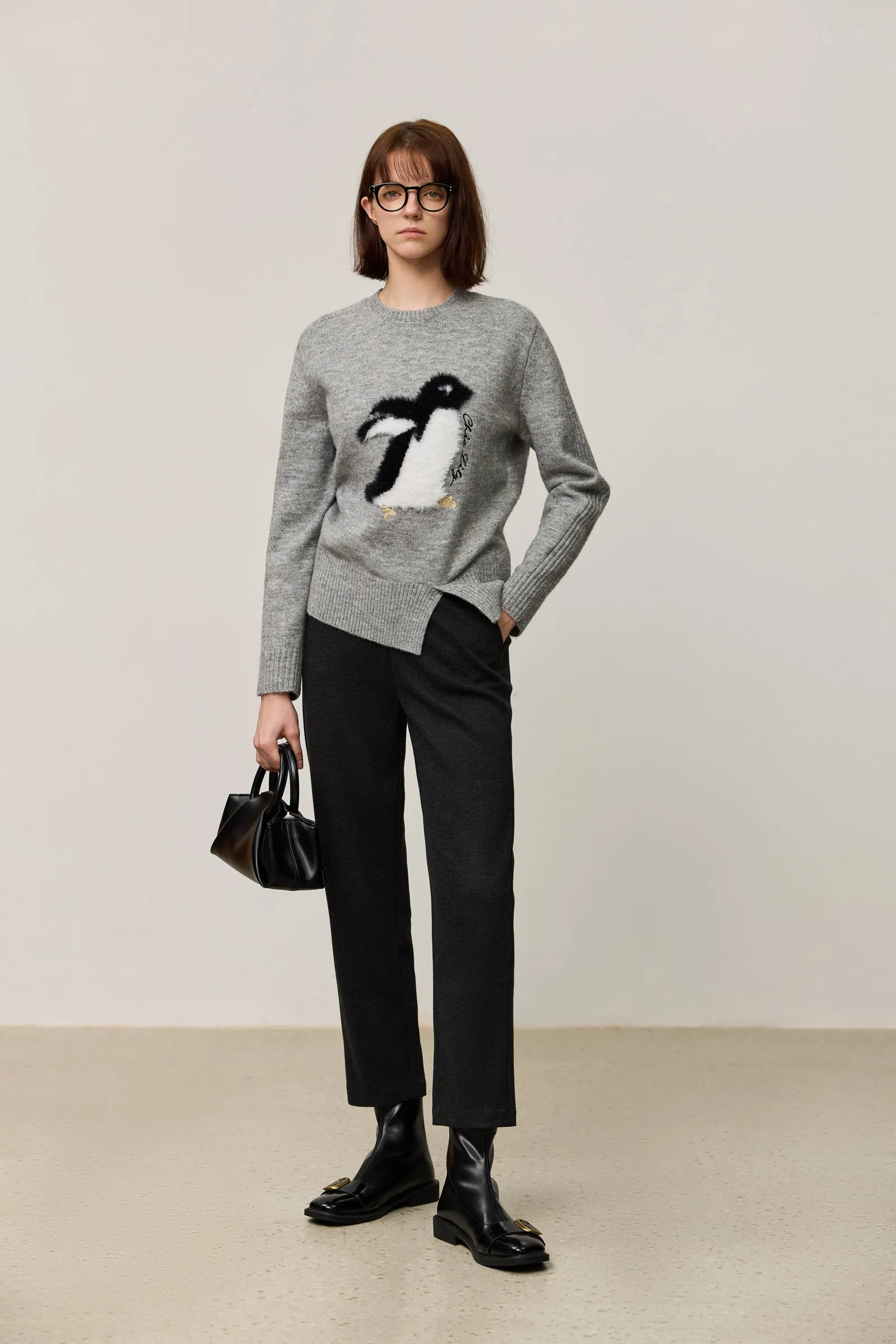 LILY Penguin Crewneck Knit Sweater