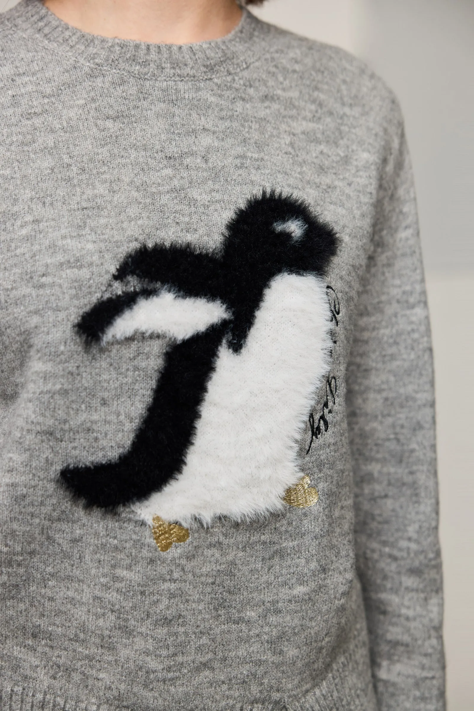 LILY Penguin Crewneck Knit Sweater