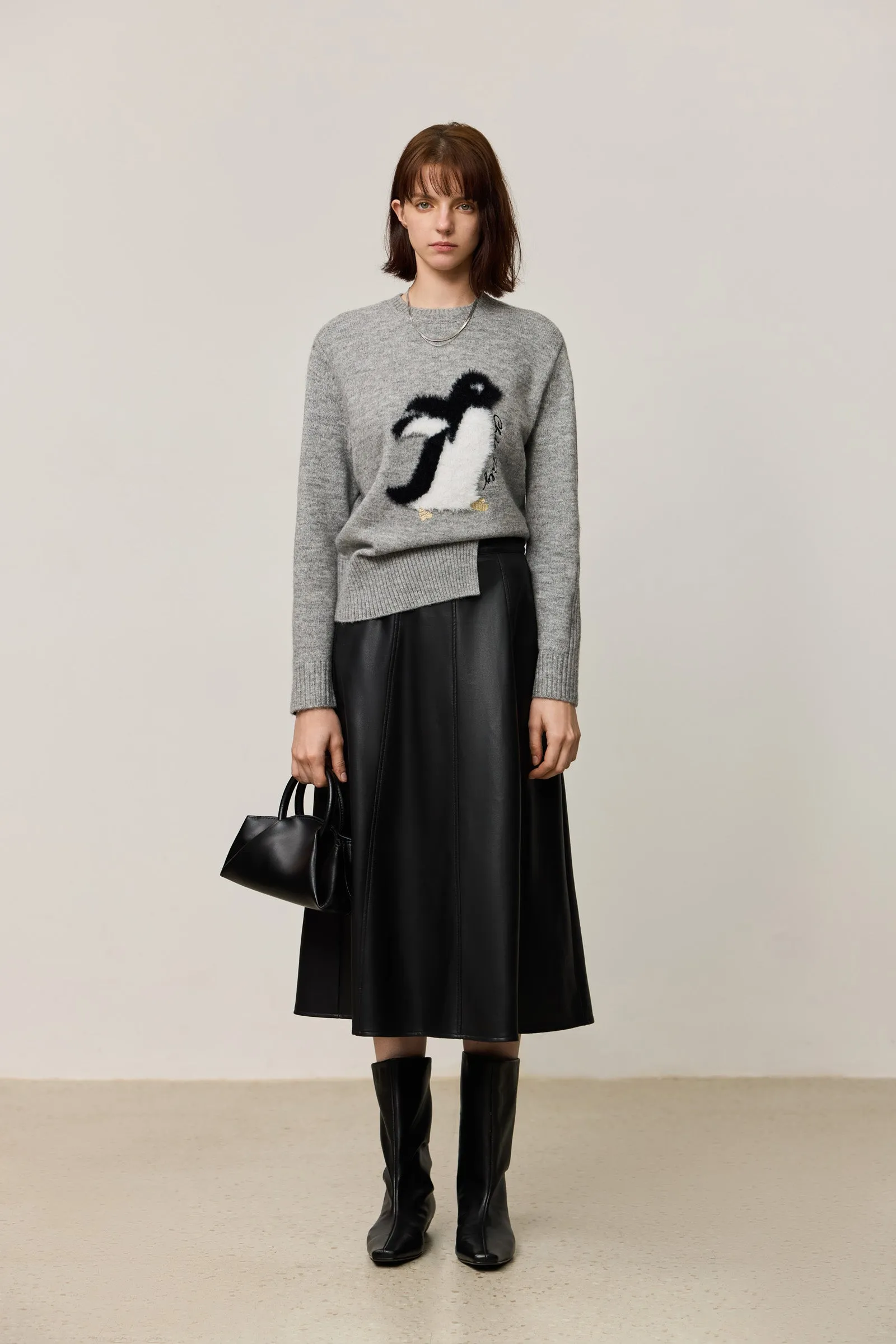 LILY Penguin Crewneck Knit Sweater