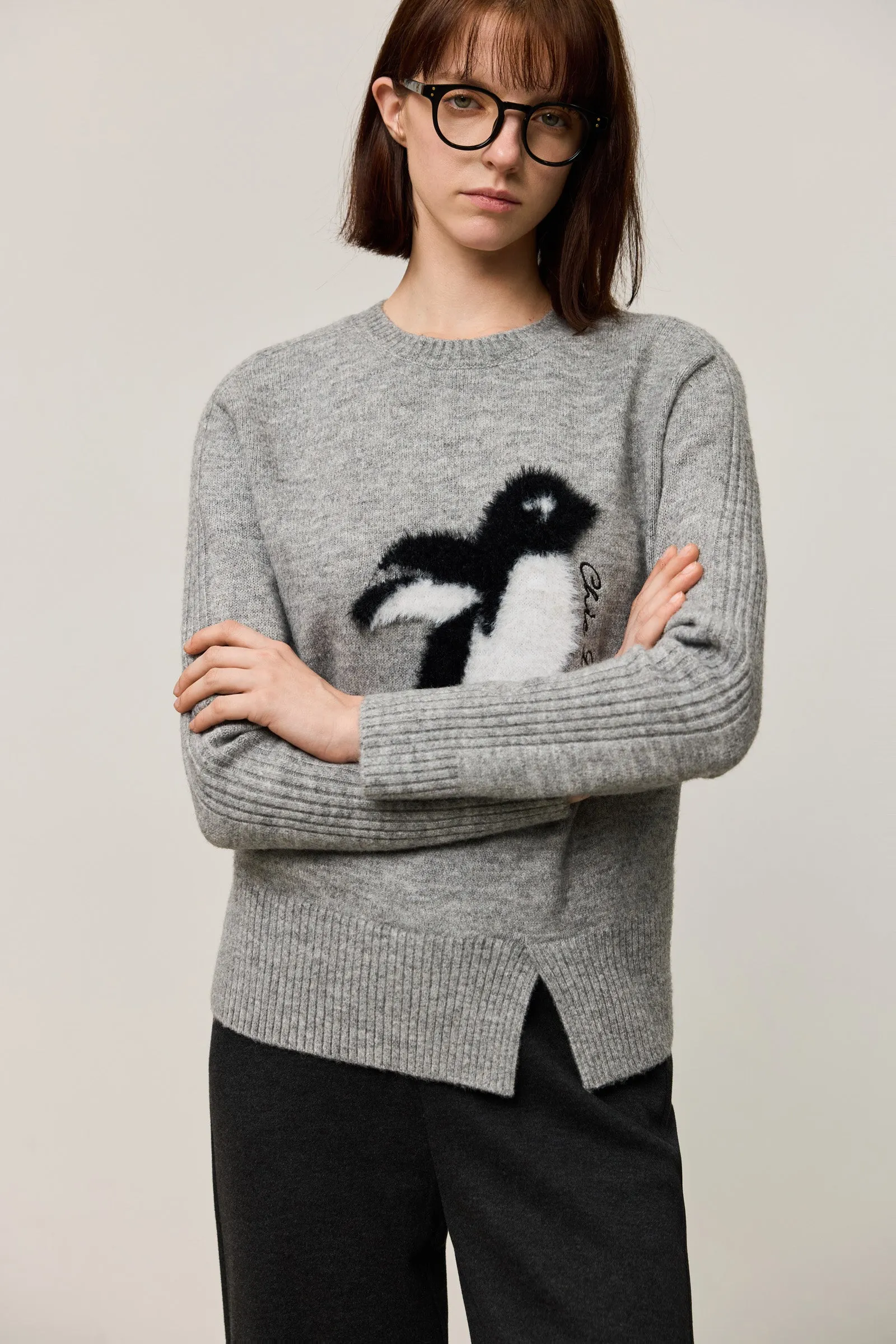 LILY Penguin Crewneck Knit Sweater