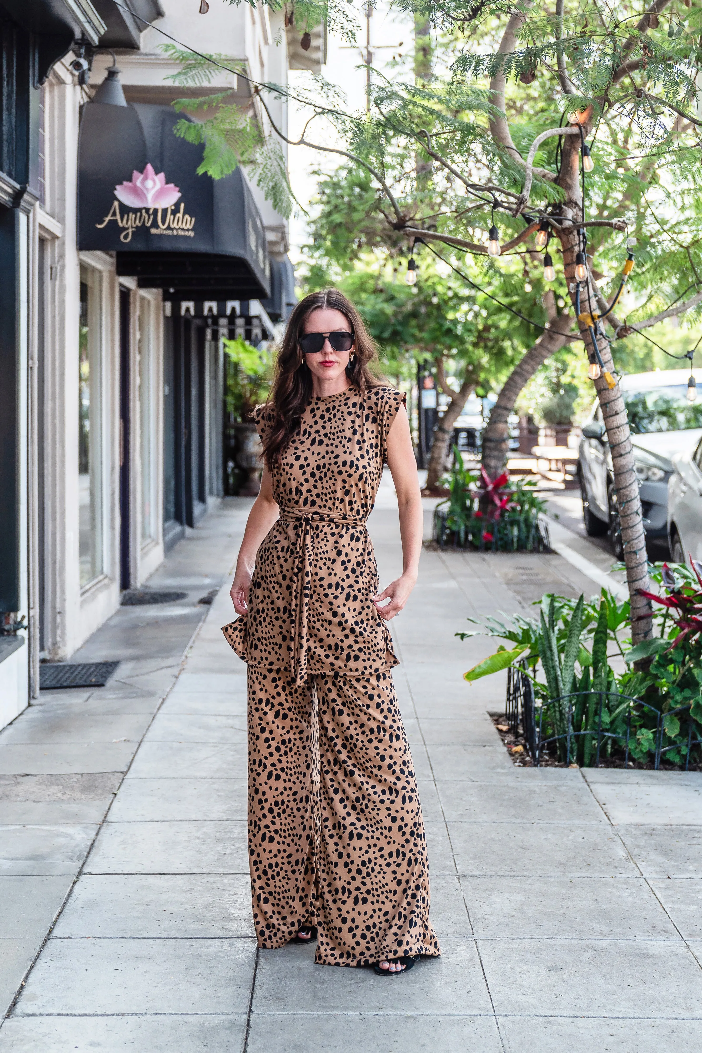 Lindsay Leopard Tunic & Palazzo Lounge Set