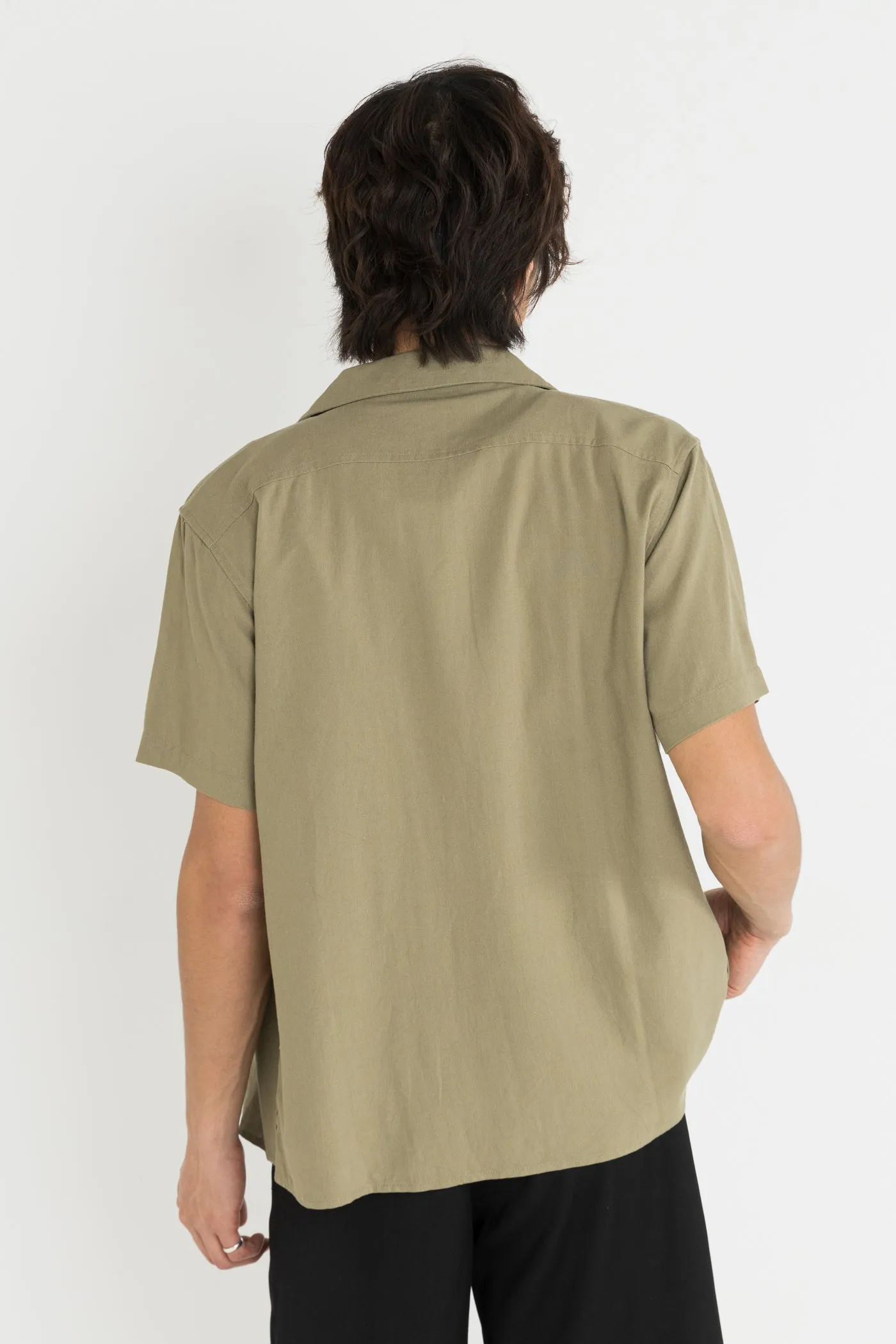 Louie Woven Ss Shirt Moss