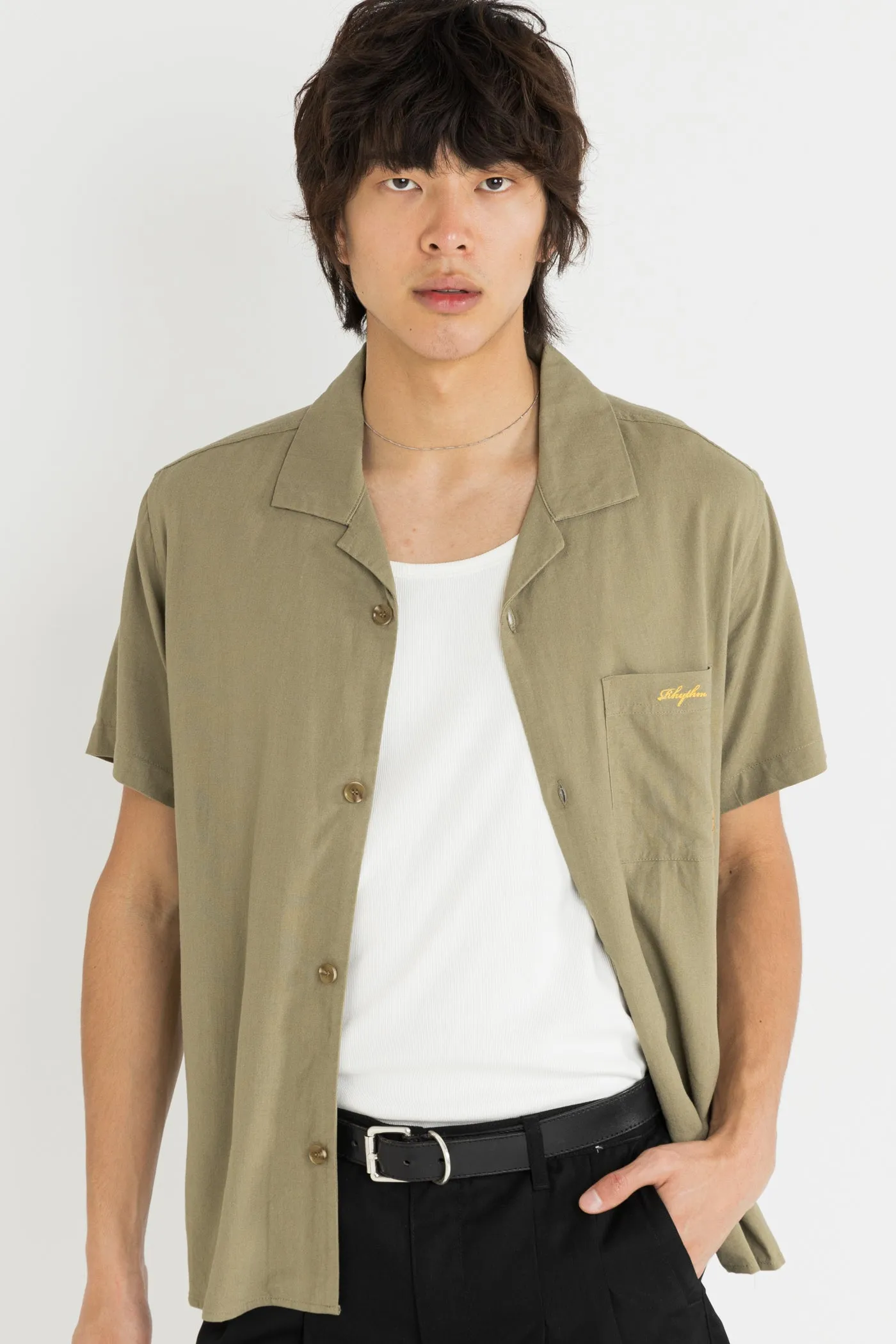 Louie Woven Ss Shirt Moss