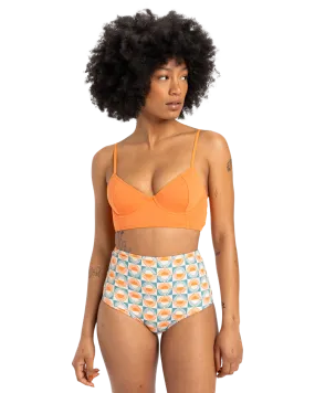 Melly Hi Waist Surf Bikini Bottoms in Brittany Blue Florever