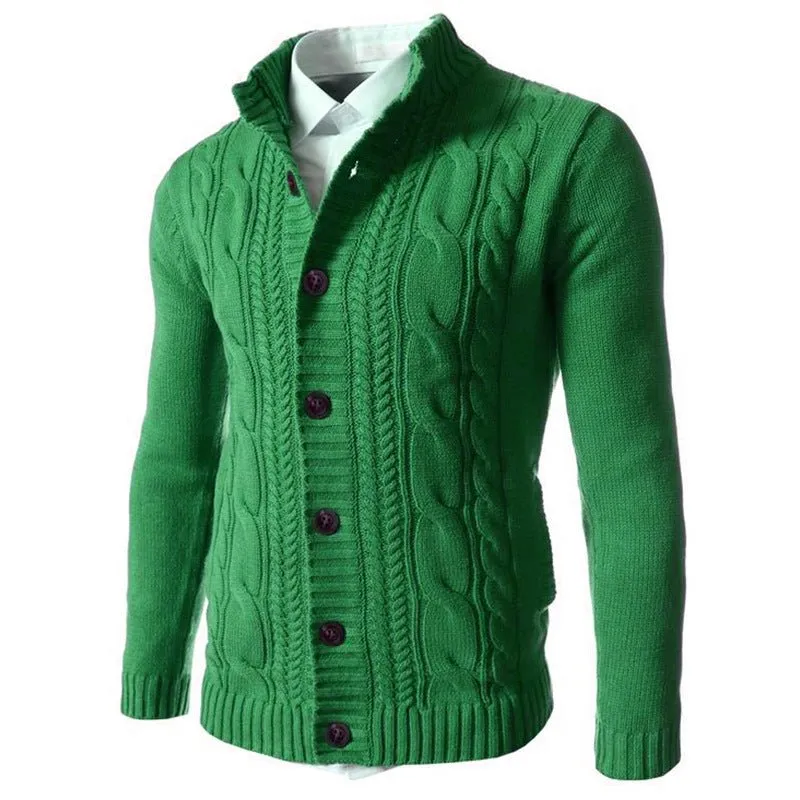 Men's Stand Collar Sweater Knit Button Cardigan Tops Men's Clothing