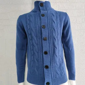 Men's Stand Collar Sweater Knit Button Cardigan Tops Men's Clothing