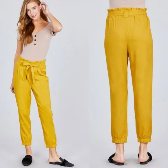 Mustard Paper bag Pants