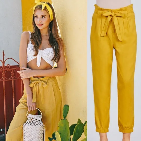 Mustard Paper bag Pants