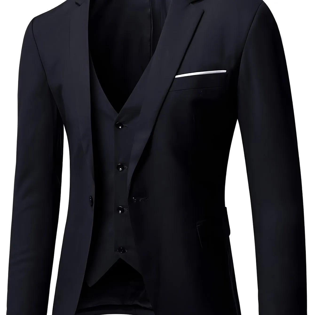 Nukty Mens Slim Fit Suit One Button 3-Piece Blazer Dress Business Wedding Party Jacket Vest & Pant