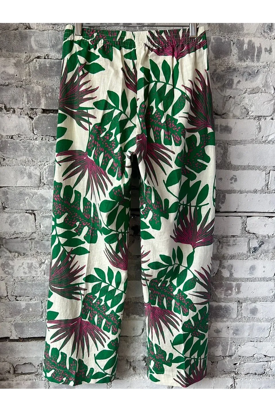 Palerme Linen/Cotton Printed Pant - Green