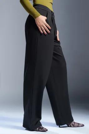 Piano Black Women's Textured Korean Pants