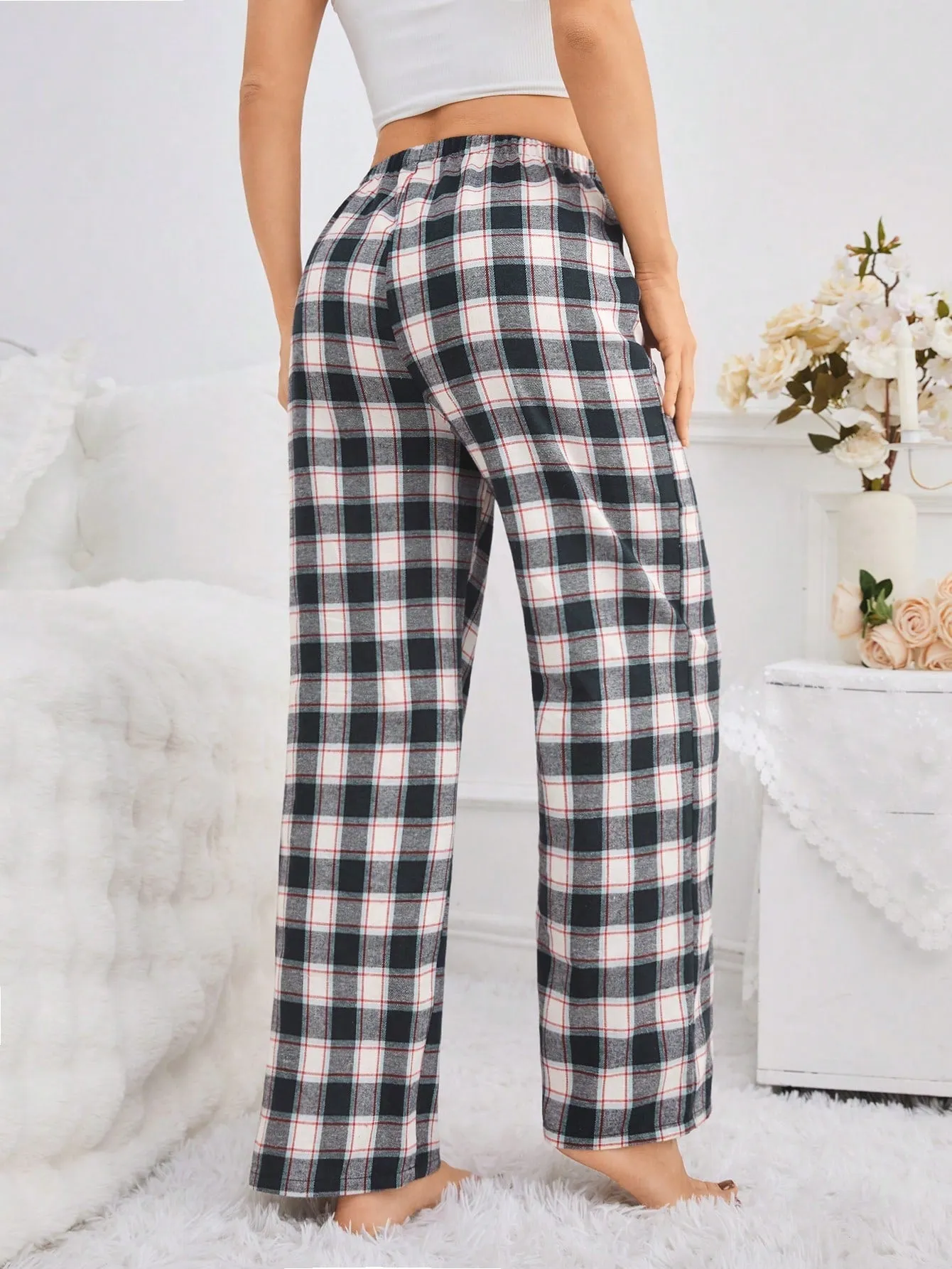 Plaid Sleep Pants Single Piece