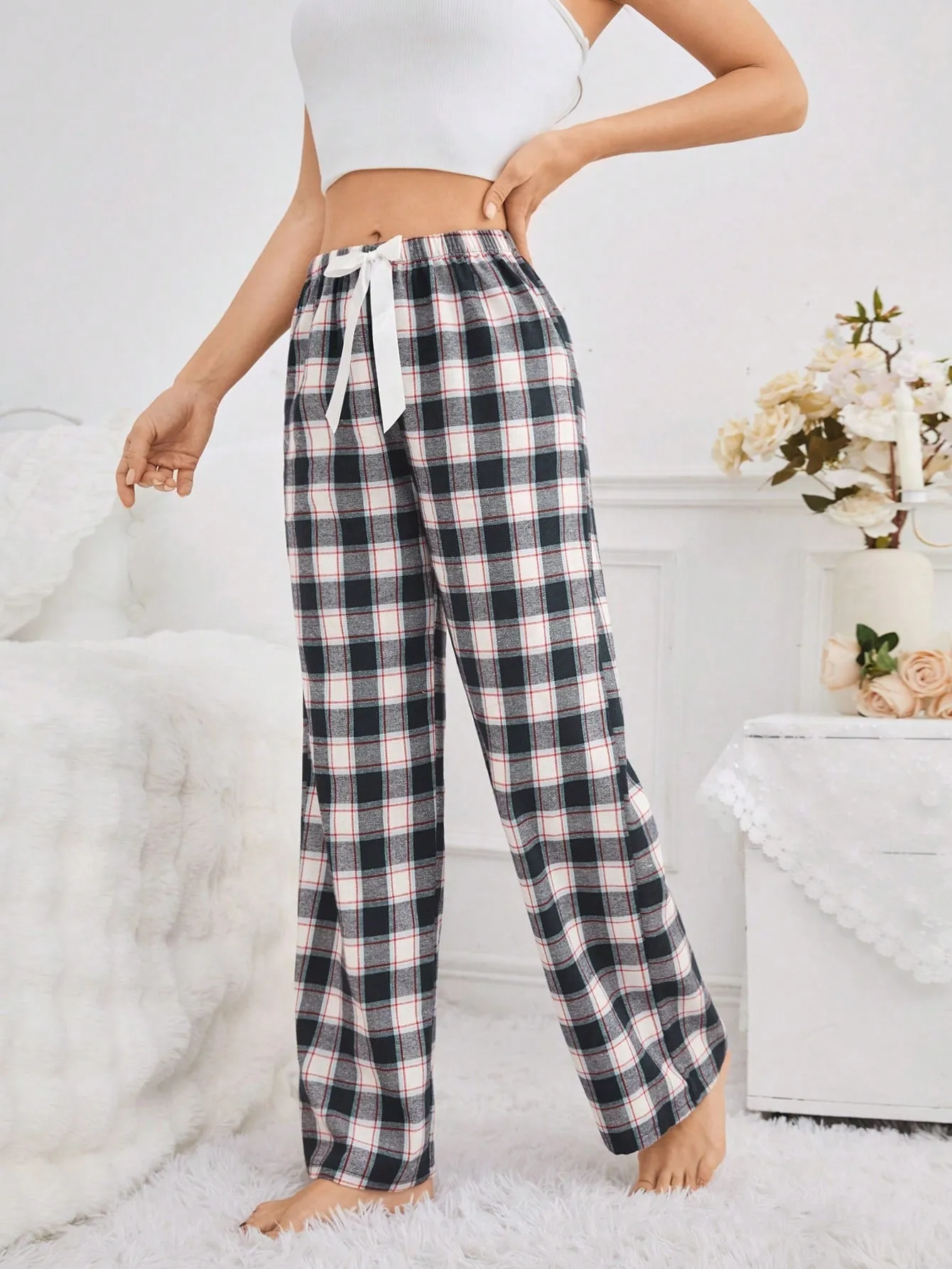 Plaid Sleep Pants Single Piece