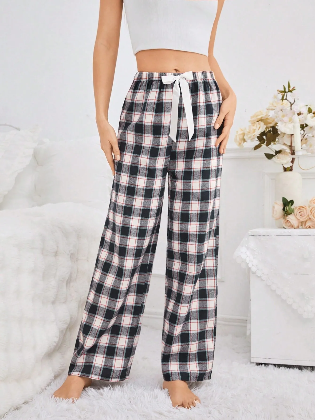 Plaid Sleep Pants Single Piece