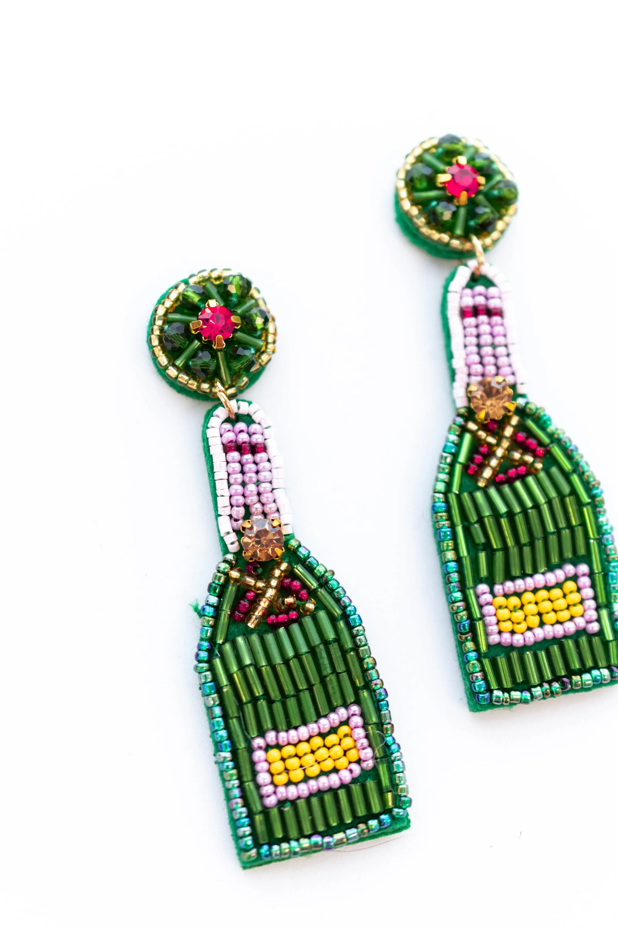 Pop A Bottle Earrings, Green