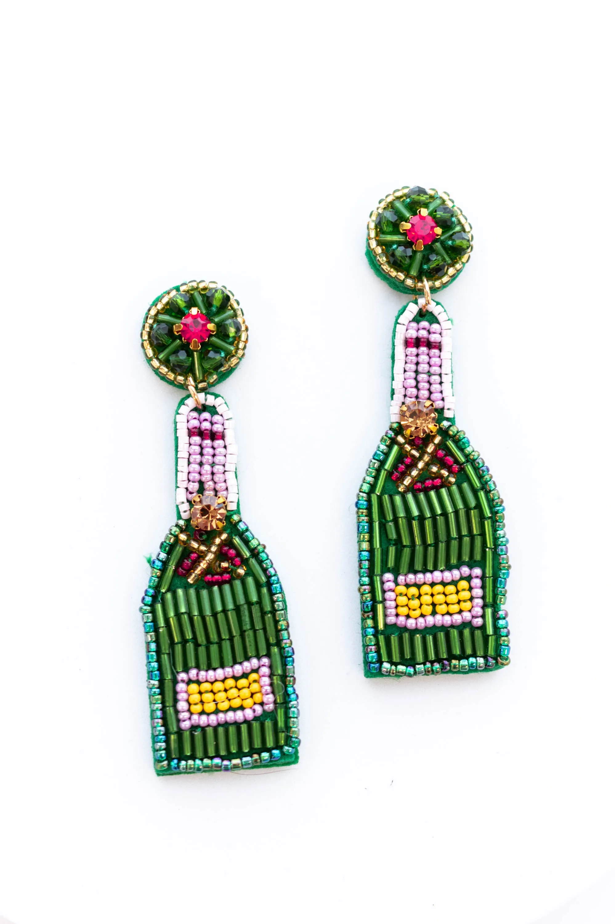 Pop A Bottle Earrings, Green