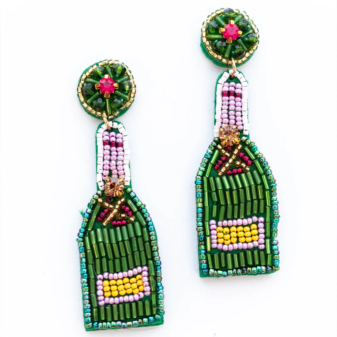 Pop A Bottle Earrings, Green