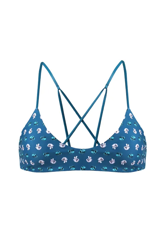 PORTOKALI Bikini Top in Flower Knot Blue