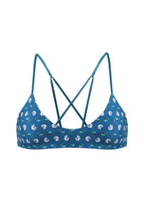 PORTOKALI Bikini Top in Flower Knot Blue