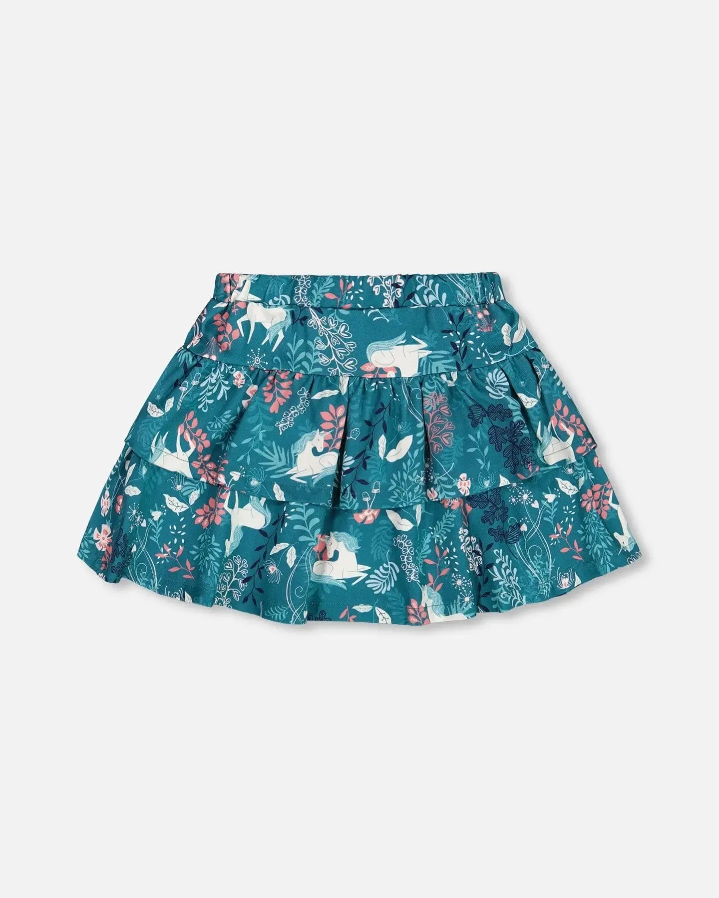 Printed Flare Viscose Skirt Turquoise Printed Fairy Unicorn