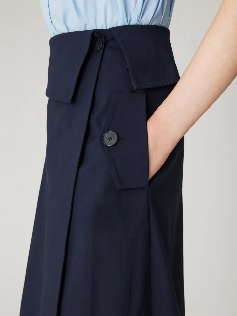 Refined Sateen Foldover Wrap Skirt