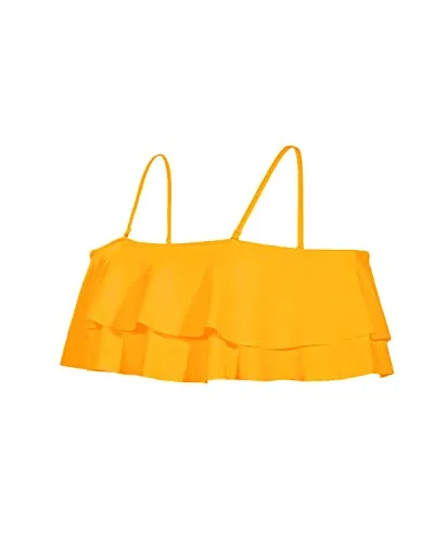 Sexy Ruffle Bikini Top Off Shoulder Swim Top-Yellow