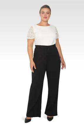 Standard & Practices Curvy Pintuck Stretch Crepe Wide Leg Trouser. Fall Clearance!