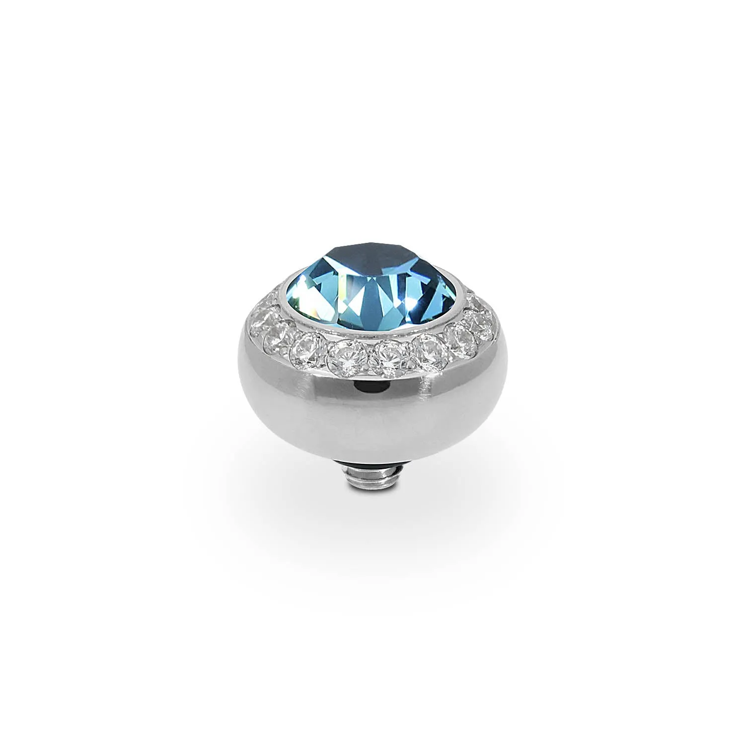 Tondo Deluxe Silver and Montana Crystal Ring Gem Top, 10mm