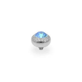 Tondo Deluxe Silver and Ocean Delite Crystal Ring Gem Top, 10mm