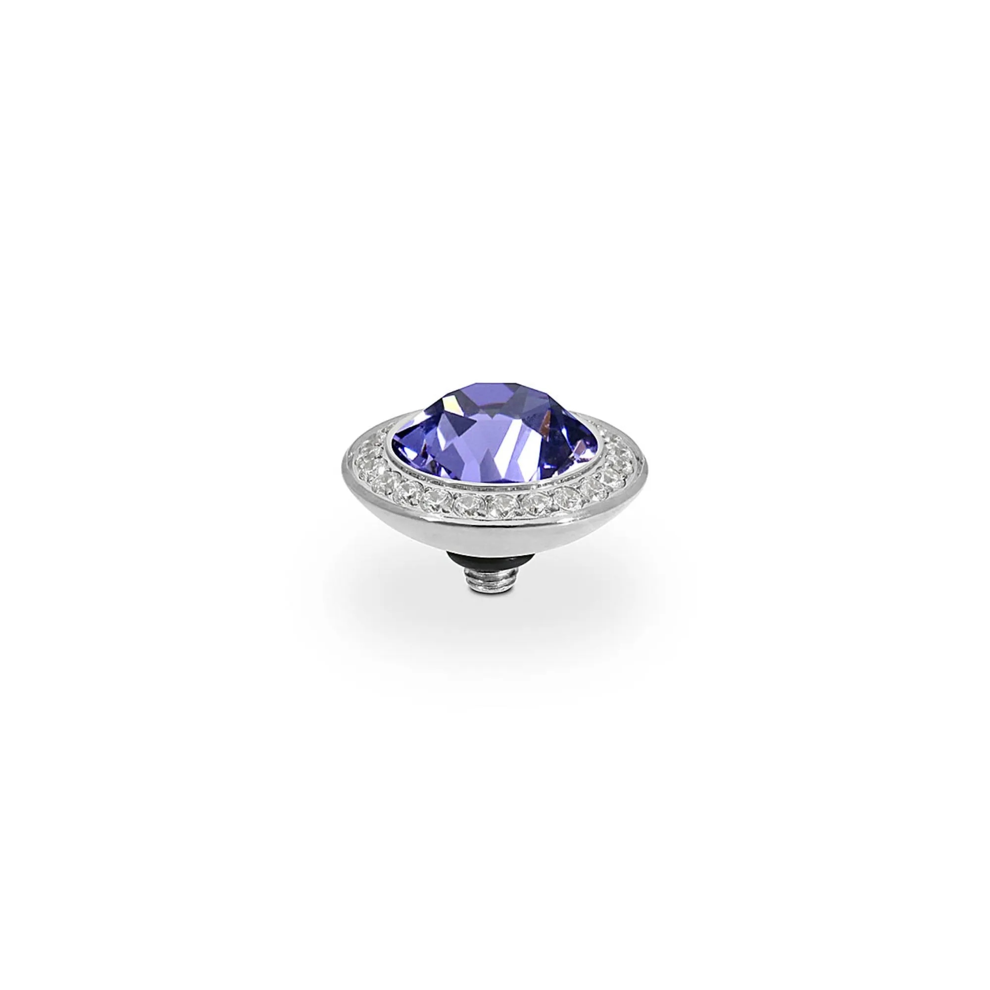 Tondo Deluxe Silver and Tanzanite Crystal Ring Gem Top, 13mm